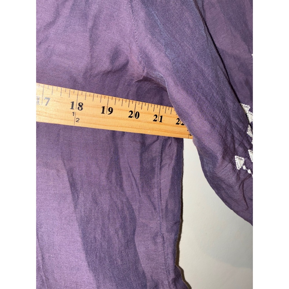 Johnny Was 3J Workshop Tunic Women Large Purple Embroidered Cotton Silk Boho Top - Picture 5 of 9